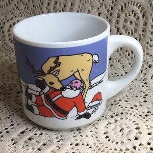 Christmas Reindeer and Santa Mug by ten Strawberry Street